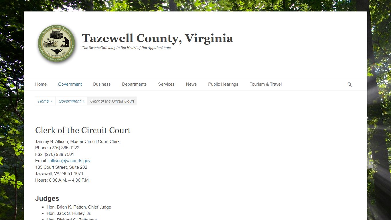 Clerk of the Circuit Court - Tazewell County, Virginia